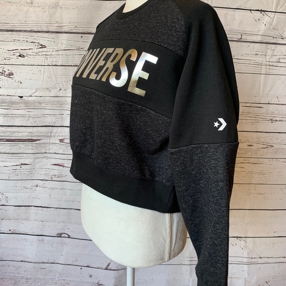 NWT Converse Black Crop Sweatshirt Size S - Picture 5 of 8